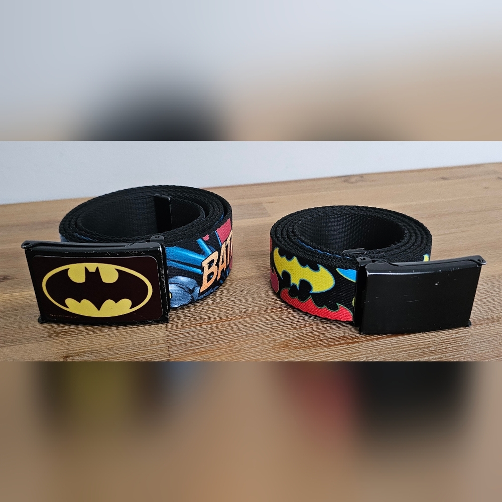 DC COMICS BATMAN Lot of 2 Men's Adjustable Belts - Picture 1 of 6